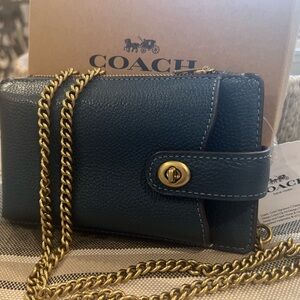 Coach Women's Turnlock Pebbled Leather Phone Crossbody Bag - Denim Blue